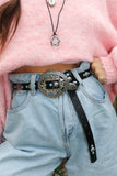 Western turquoise stone belt (Black)