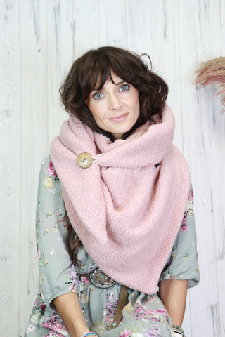 Fluffy knit scarf (Pink)
