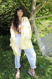 Butter yellow fluffy hooded cardigan