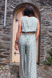 Floral sage green jumpsuit