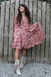 Flared sleeve paisley tunic