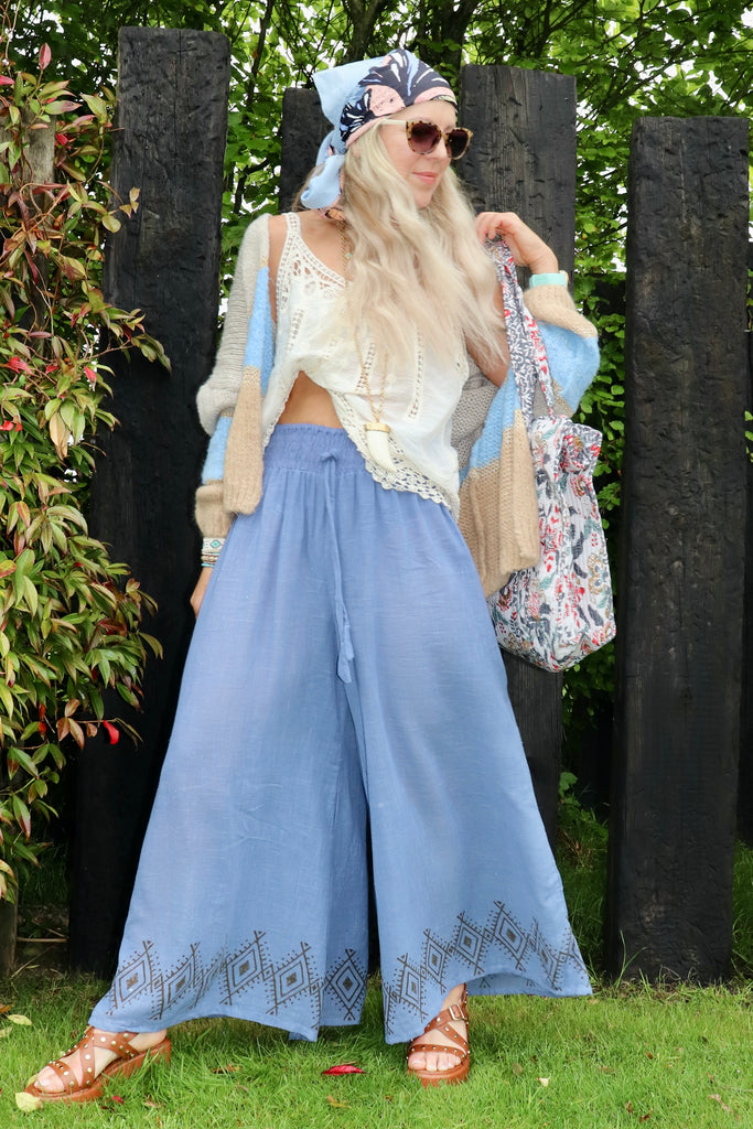 Diamond printed cotton trousers(lavender)