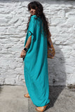 Teal dress with gold embroidery