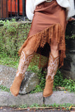Embroidered western boots (Camel)