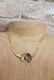 Disc necklace with turquoise stone (Gold)