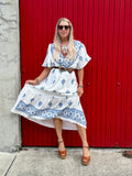 Floral embroidered border dress