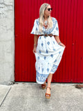 Floral embroidered border dress