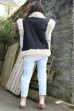 Embroidered fur lined gilet