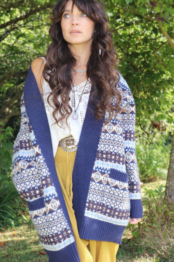 Blue fairisle cardigan