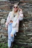 Speckle knit striped cardigan