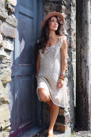 Ditsy floral dress with lace