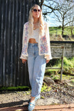 Cheese cloth floral embroidered kimono