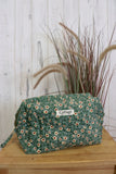 Floral soft cord makeup bag (Teal)