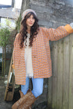 Fan printed quilted jacket