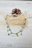 Aqua beaded layered necklace (Gold)