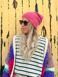 Pink knit beanie