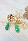 Aqua stone flower earrings (Gold)