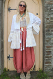Embroidered crochet trim tiered kimono