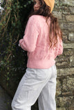 Floral embroidered pink jumper
