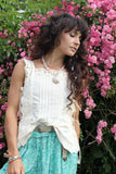 Broderie side tie top