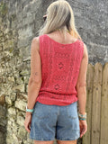 Open knit tank top (Raspberry)