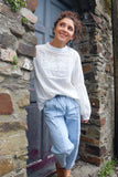 White embroidered and beaded blouse