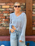 Open knit top (Powder blue)