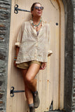 Tan check blouse