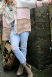 Speckle knit striped cardigan
