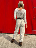 High waisted cream cords
