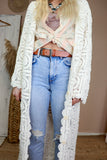Long crochet kimono cardigan