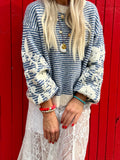 Embroidered stripe jumper