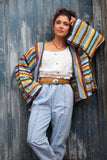 Scalloped stripe crochet cardigan