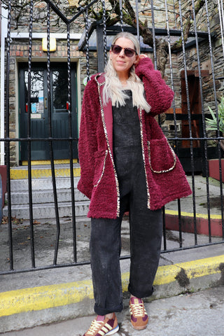 Burgandy hooded jacket