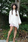 Asymmetrical lace trim jumper