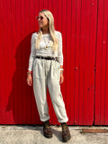 High waisted cream cords