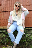 Speckle knit striped cardigan
