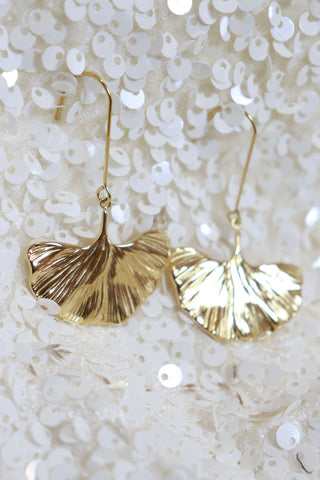 Ruffled leaf earrings (Gold)
