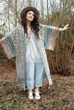 Peach border floral kimono