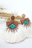 Hand-tooled tassel earrings