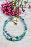 Blue beaded layered bracelet