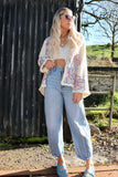 Cheese cloth floral embroidered kimono