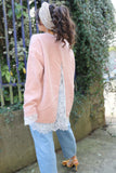 Open back lace detail jumper (Pink)