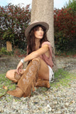 Knee high western fringe boots