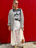Grey sequin stripe cardigan