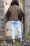 Olive fringe jacket