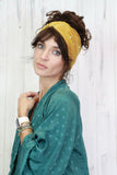 Velvet pearl headband (Mustard)