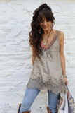 Silky lace trim cami (Taupe)