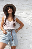 Lace trim tank top (Light pink)