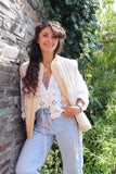 Fan printed quilted waistcoat